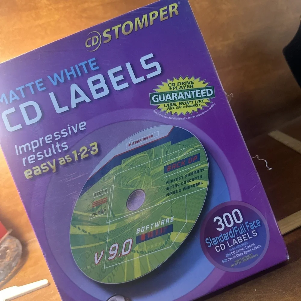 CD Stomper Matte White CD Labels, 300 Standard Full Face - NEW SEALED